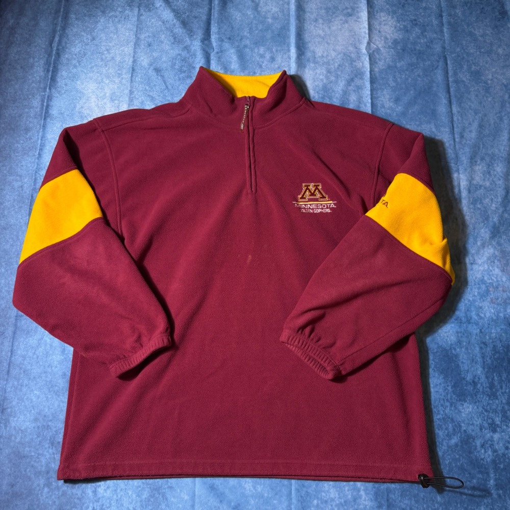 Y2K Streetwear Minnesota Golden Gophers Active Maroon Gold Fleece 1/4 Zip 2XL